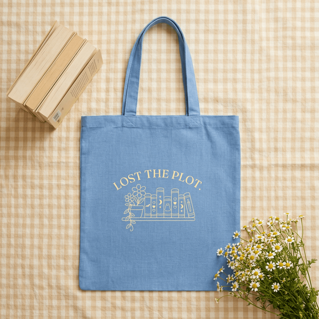Lost the Plot Carolina Blue tote