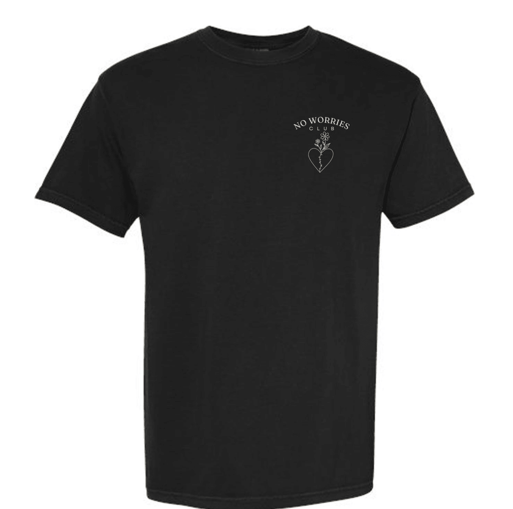 No Worries Club black Comfort Colors tee