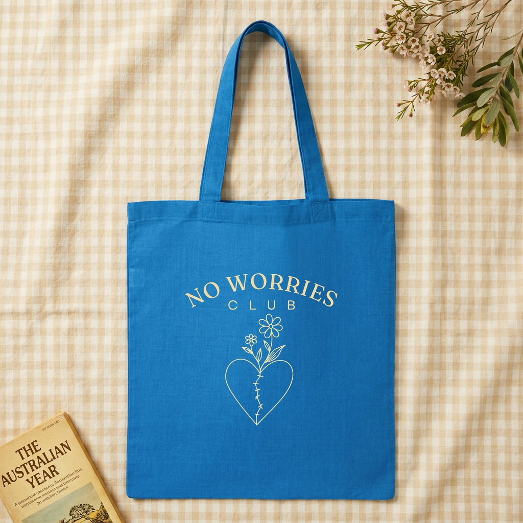 No Worries Club sapphire tote preview